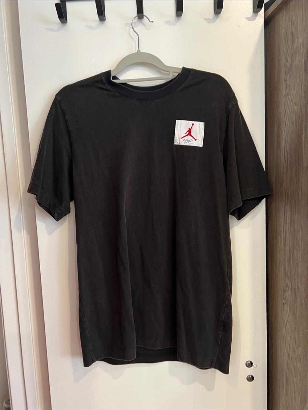 Jordan Black Short Sleeve Tee with Red Jumpman Patch